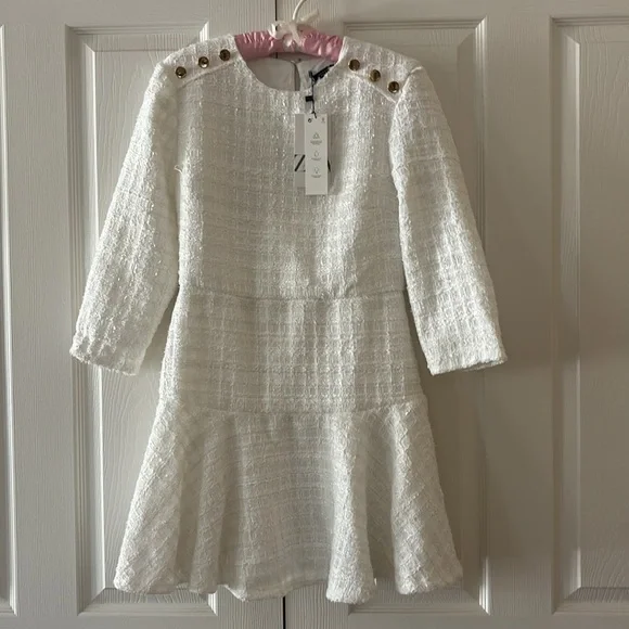 Zara dress white tweed labeled a size medi… - Picture 3 of 8